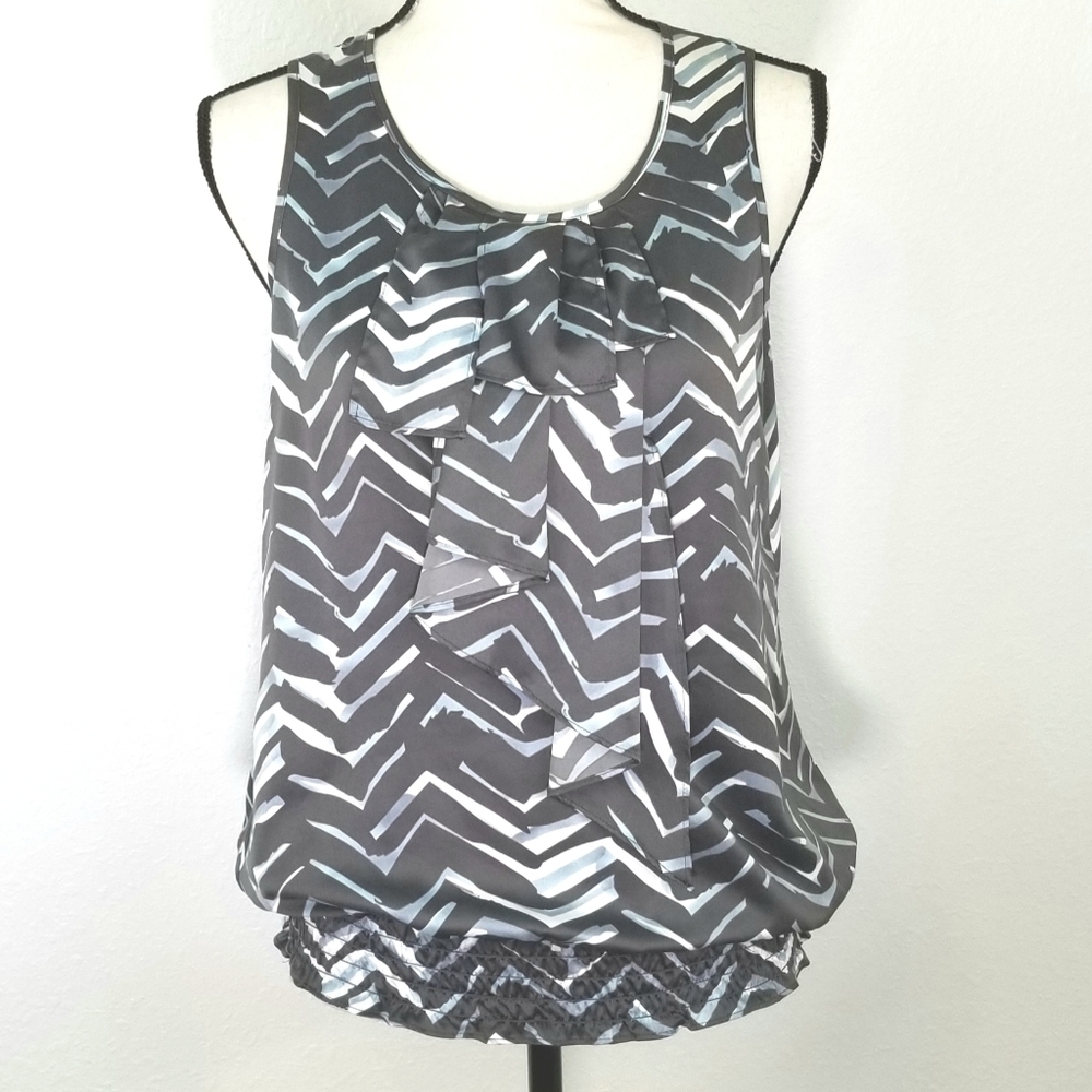THE LIMITED Gray/Pale Blue/White Sleeveless Top, S